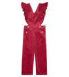 Chloé Ruffled Cotton Corduroy Dungarees In Red