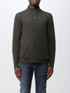 Barbour Patch Zip Card Cardigan In Green Wool In Olive