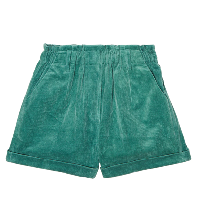 Louise Misha Kids Green Virginia Embroidered Corduroy Shorts In Sauge