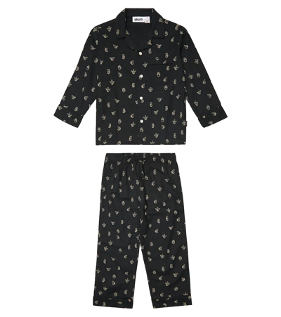 Molo Babies' Lex Printed Cotton Pajama Set In Firendly Hands