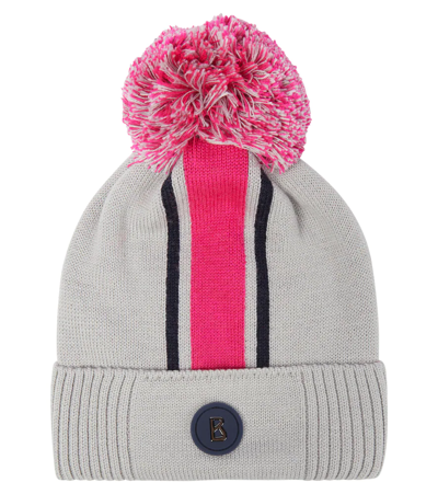 Bogner Ribbed Pom-pom Beanie In Grey Pink