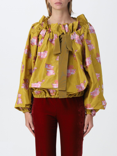 Patou Long Puff Sleeve Blouse In Multicoloured