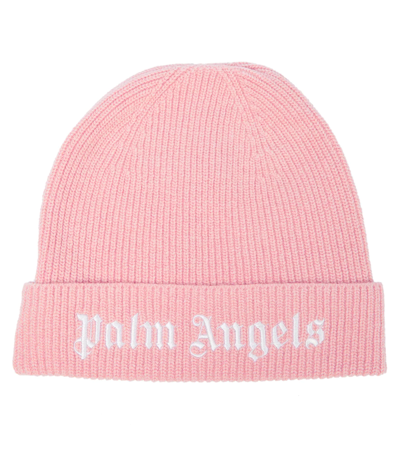 Palm Angels Logo-embroidered Woven-knit Beanie 5-7 Years In Pink