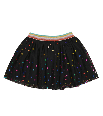 Stella Mccartney Kids' Polka Dot Recycled Polyester Mini Skirt In Black