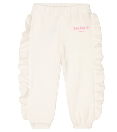 Balmain Kids' Baby Cotton Pants In Avorio