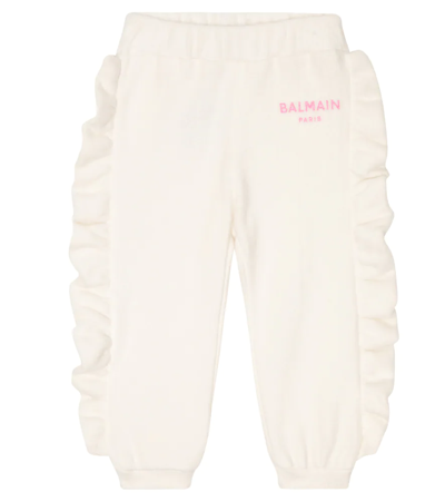 Balmain Baby Cotton Pants In Avorio