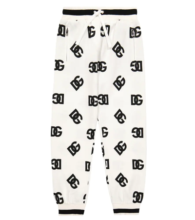 Dolce & Gabbana Kids' Printed Cotton Jersey Sweatpants In Dg Nero Fdo.b.natur