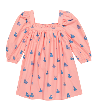 The Animals Observatory Kids' Girls Pink Cotton Rabbit Dress