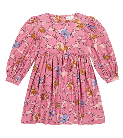 Morley Kids' Radar Squirrel Printed Cotton Dress In Pink