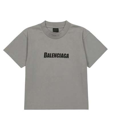Balenciaga Kids' Grey Cotton Caps Logo T-shirt