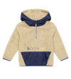 Bogner Neutral Faux Shearling Embroidered Sweater In Beige Navy