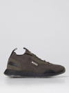 Hugo Boss Boss Low Sneaker  In Canvas And Suede Green  Man In Green