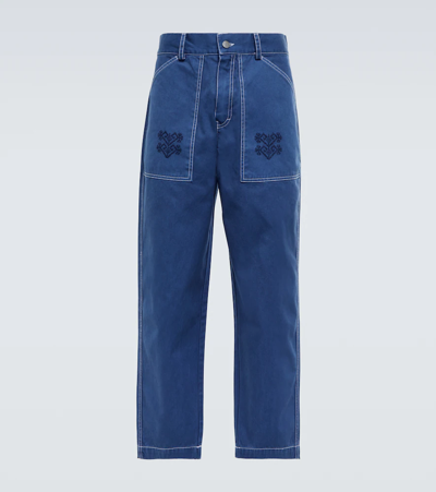 Adish Embroidered Straight Jeans In Blue