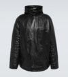 Balenciaga Leather Pullover Jacket In Black