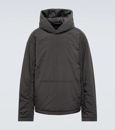 Balenciaga Hooded Pullover Jacket In Washed Black