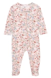 Nordstrom Babies' Print Cotton Footie In Pink Lotus Bird Song