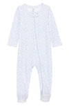 Nordstrom Babies' Print Cotton Footie In Blue Feather Ditsy