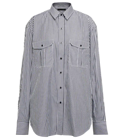 Wardrobe.nyc Oversized Striped Cotton Poplin Shirt In Black