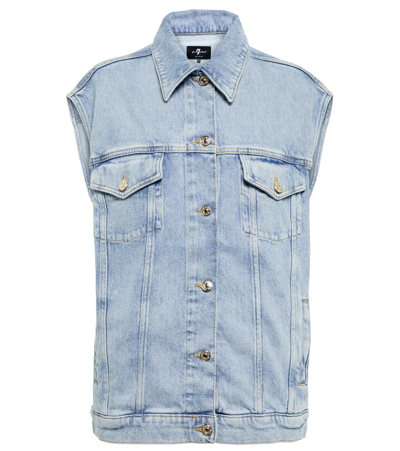 7 For All Mankind Airwave Denim Vest In Light Blue