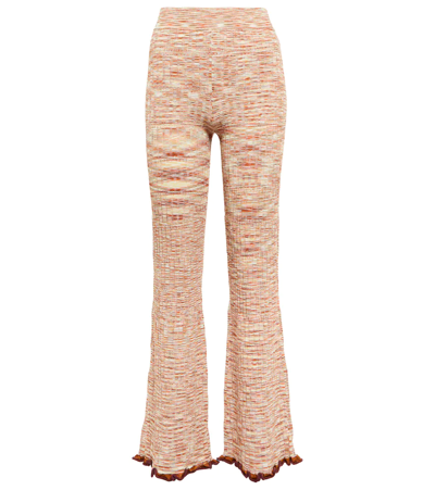 Jonathan Simkhai Grayson Rib-knit Pants In Cinnamon Space Dye