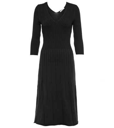 Wolford Ribbed Wool-blend Midi Dress In Black