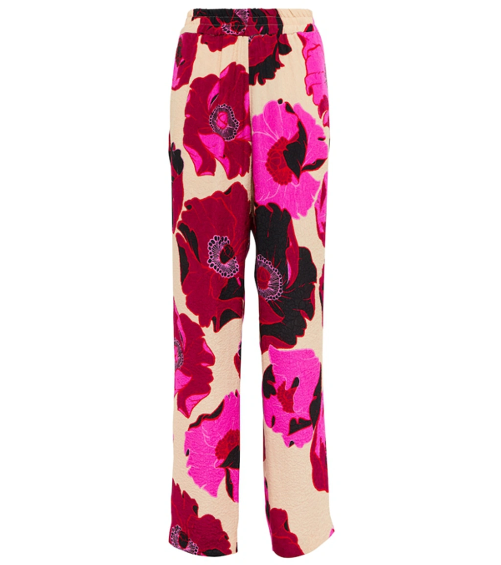 Dries Van Noten Floral Printed Jacquard Straight Pants In Fuchsia