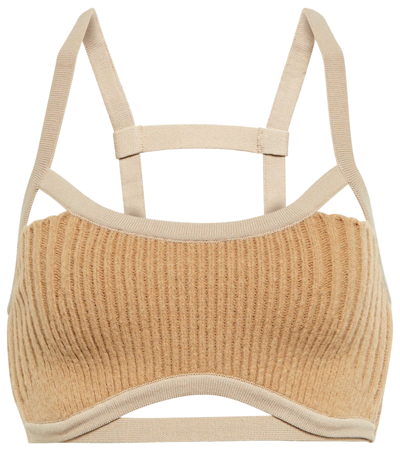 Jacquemus Bellinu Cutout Knitted Crop Top In New