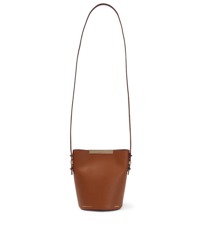 Victoria Beckham Bucket Mini Leather Crossbody Bag In Cognac