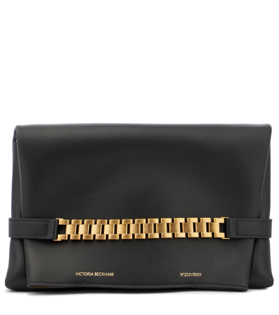 Victoria Beckham Watch Strap Leather Pochette Clutch Bag In Black