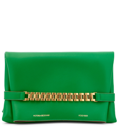 Victoria Beckham Chain Leather Pouch In Green