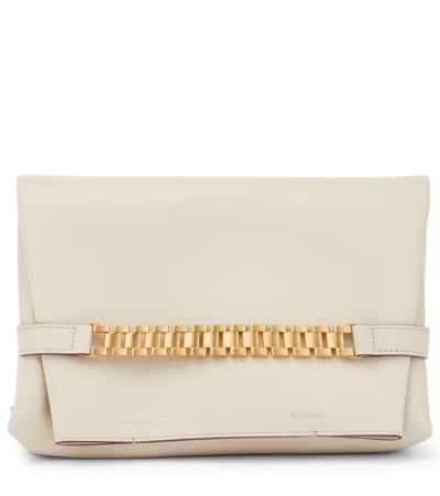 Victoria Beckham Chain Leather Pouch In Off-white