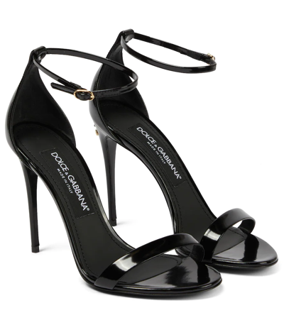 Dolce & Gabbana Kim Sandals Woman Sandals Grey Size 9.5 Leather In Nero Scuri