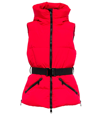 Goldbergh Mae Hooded Down Waistcoat In Red