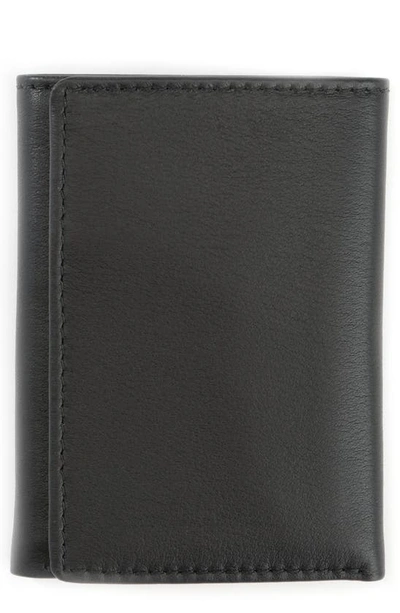Royce New York Personalized Trifold Wallet In Black- Deboss