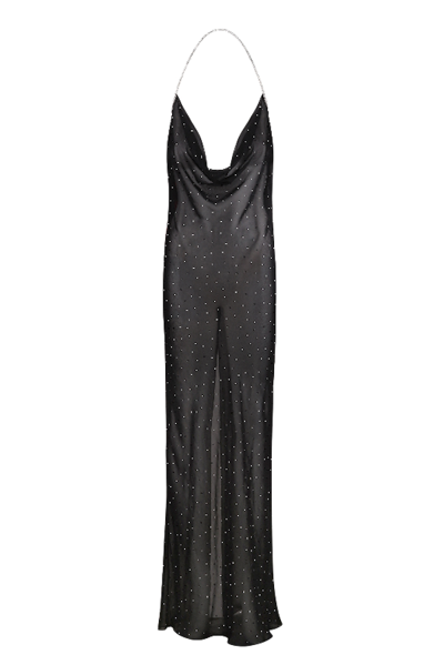 Nué Paris Embellished Chiffon Maxi Dress In Nero