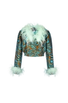 Andreeva Mint Marilyn Jacket With Feathers