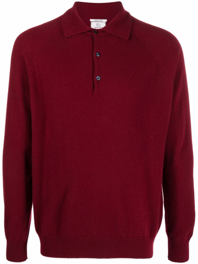 Woolrich Luxe Longsleeved Cashmere Polo Shirt In Red