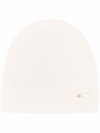 WOOLRICH CASHMERE LOGO-PLAQUE BEANIE