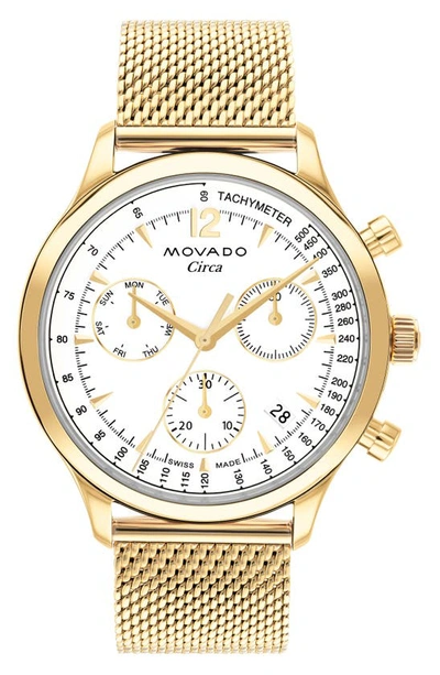 Movado Heritage Circa Ion-plated Gold Steel Watch In White