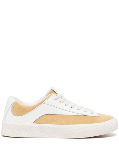 By Far Rodina Perforated Leather And Suede Trainers In Sand