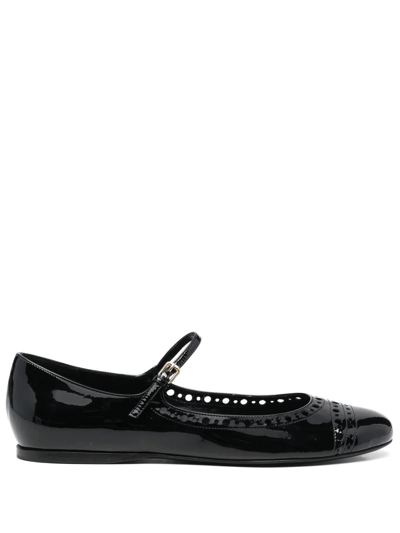 Giambattista Valli Punched Hole Ballerina Shoes In Black