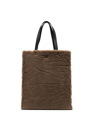 Nina Ricci Faux-shearling Tote Bag In Brown