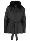 YVES SALOMON BELTED DOWN JACKET