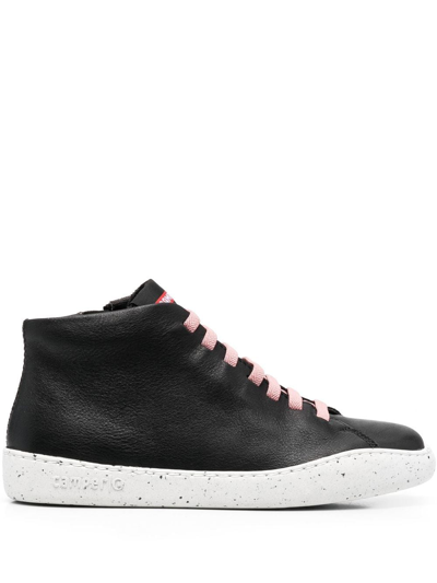 Camper High-top Leather Sneakers In Black