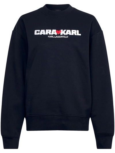 Karl Lagerfeld X Cara Delevingne Logo-print Sweatshirt In Black