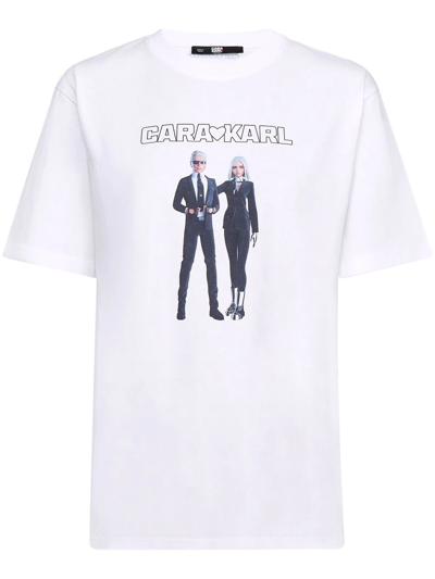 Karl Lagerfeld X Cara Delevingne Avatar T-shirt In White