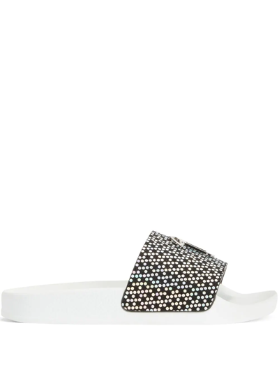 Giuseppe Zanotti Brett Polka Dot-print Slides In Black