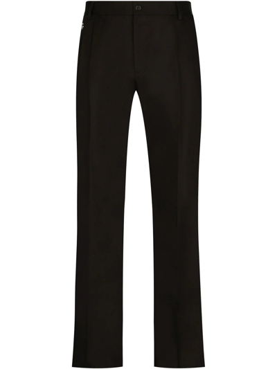 Dolce & Gabbana Dg Patch Stretch-cotton Trousers In Black