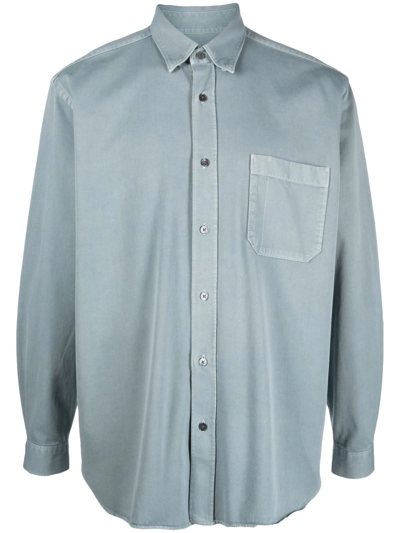 Closed Chest Patch-pocket Detail Shirt In Blau