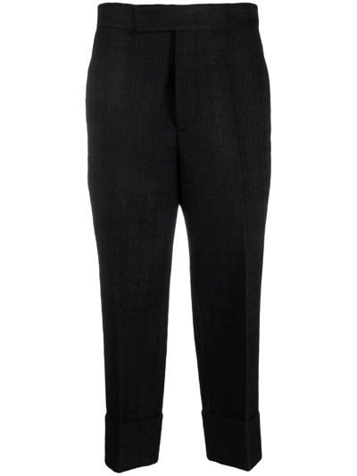 Sapio Cropped Leg Tweed Trousers In Black
